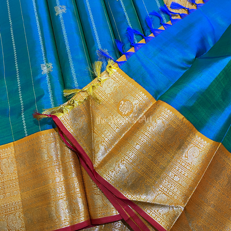 Blue-gold-Kanchipuram Silk Saree