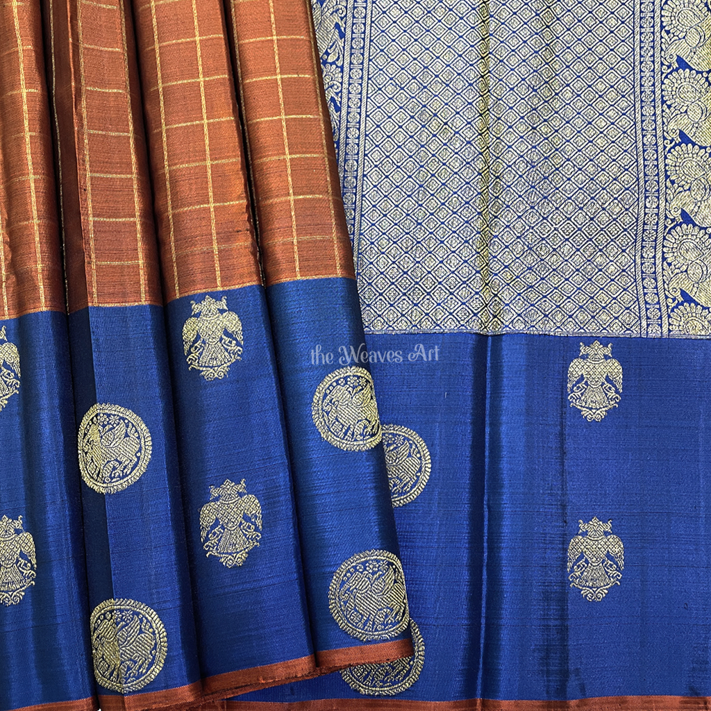 Checks Kanchipuram Pure Silk Sarees