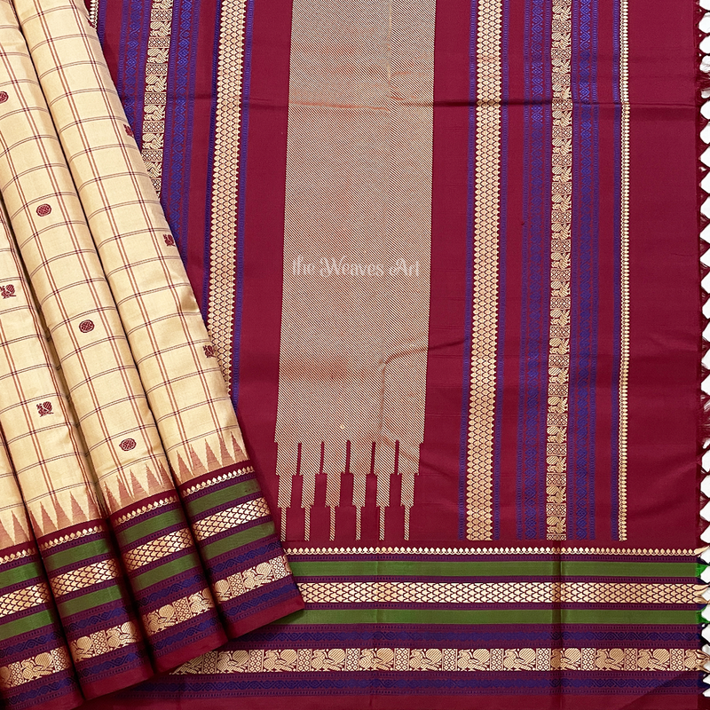 Checks Korvai Kanchipuram Saree