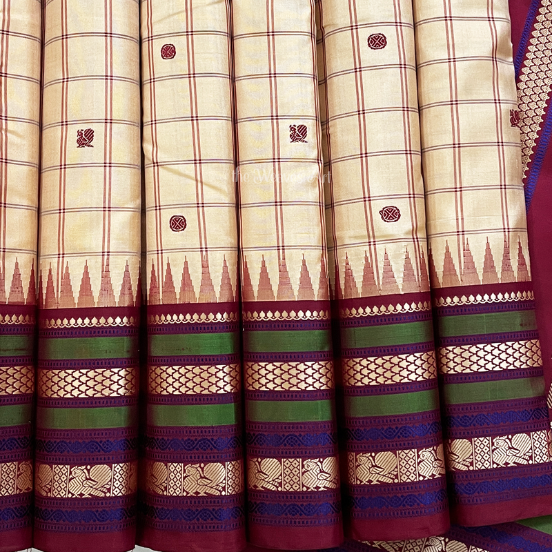 Checks Korvai Kanjivaram Saree