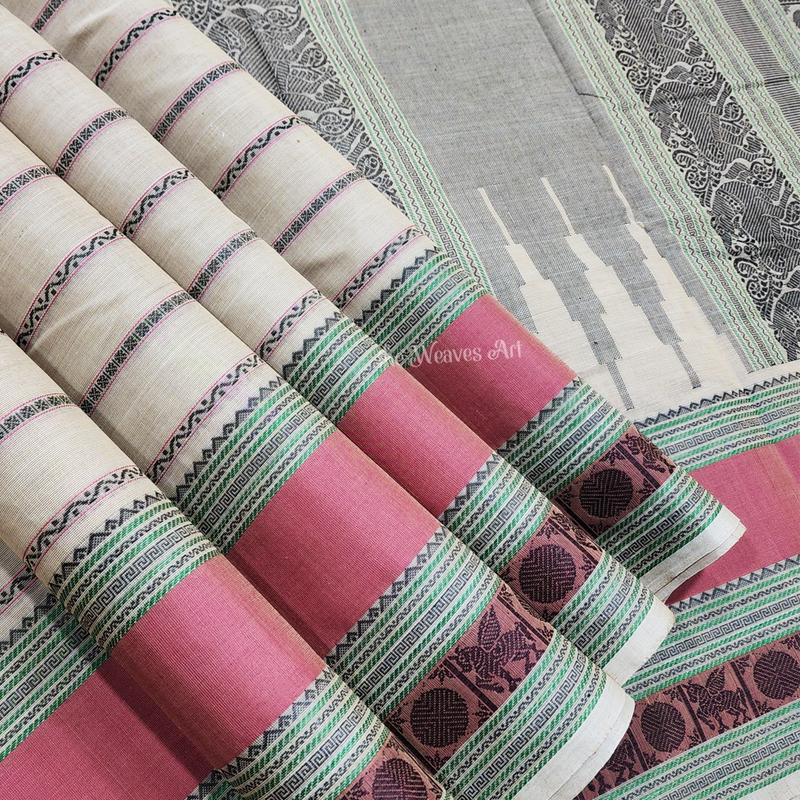 Cream Color Kanchi Cotton Saree