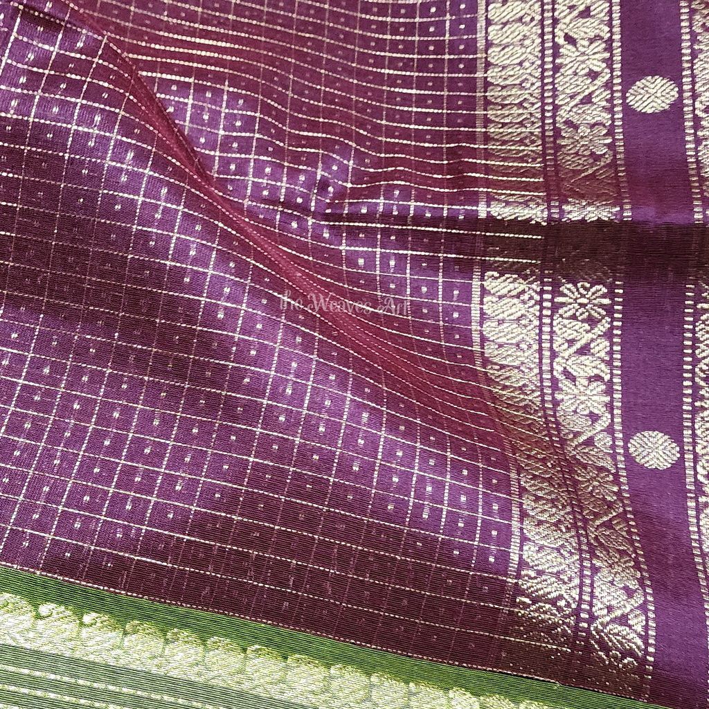 Mahati - Handloom Lakshadeepam Kanchi Silk Cotton Saree with Kalakshetra Kili pallu