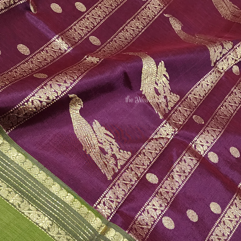 Mahati - Handloom Lakshadeepam Kanchi Silk Cotton Saree with Kalakshetra Kili pallu