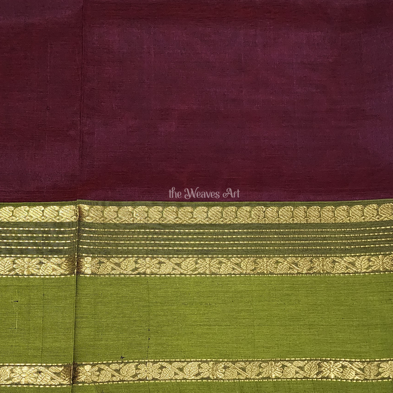 Mahati - Handloom Lakshadeepam Kanchi Silk Cotton Saree with Kalakshetra Kili pallu