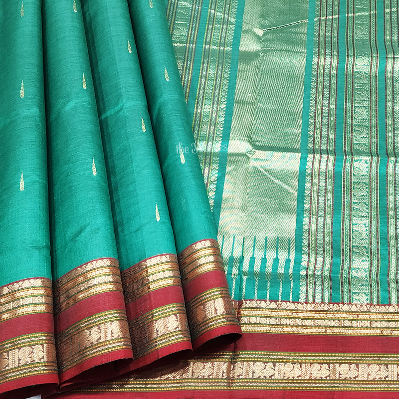 Kanchi Silk Cotton Saree with Thilagam Buttas