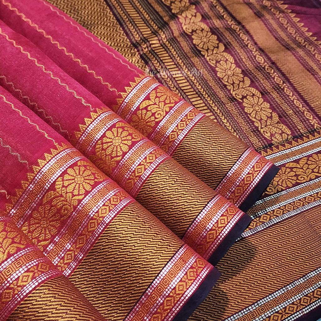 Kanchi Silk Cotton saree - Threadwork