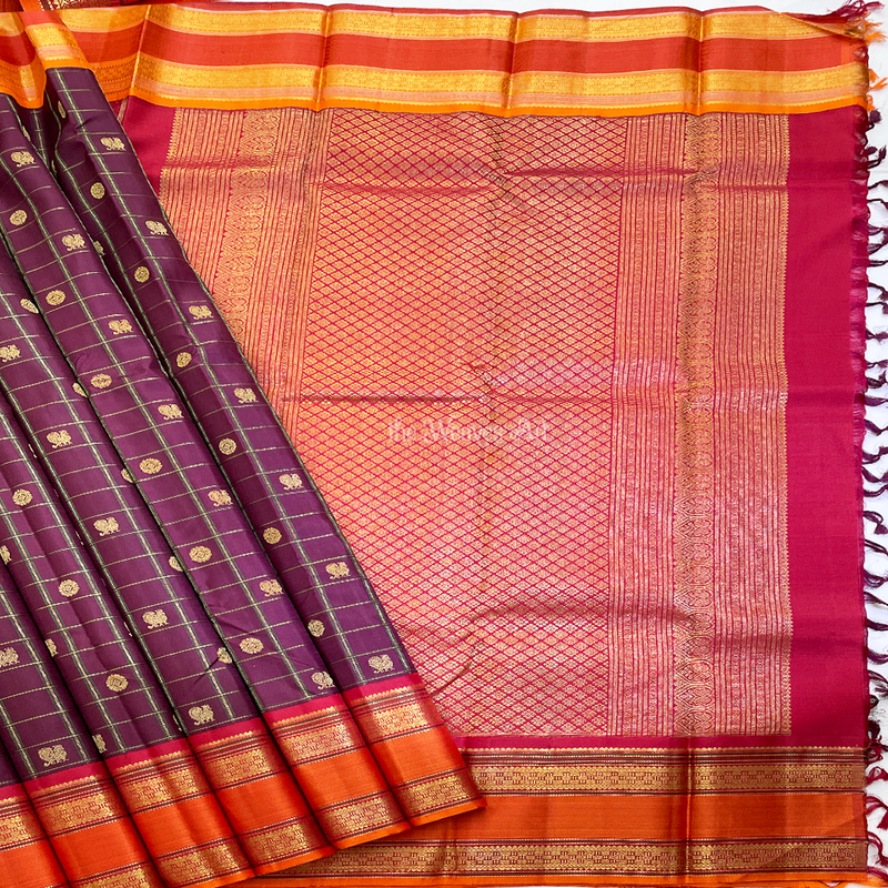 Morning Evening Borders Checks Kanjivaram Sarees