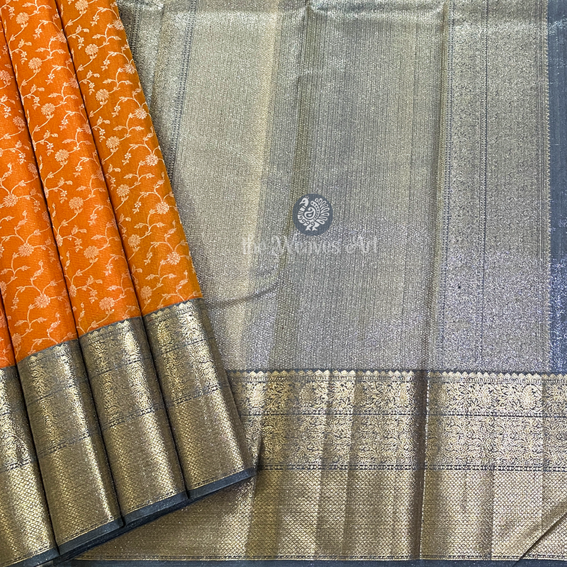 Orange Color Kanchipuram Silk Saree