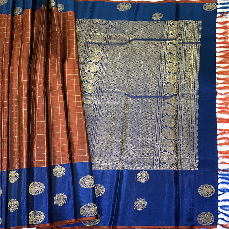 Plain Checks kanjivaram Sarees