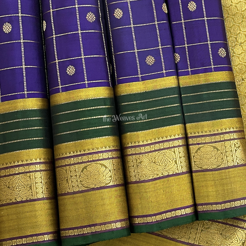 Pure Zari Checks kanchi pattu Sarees