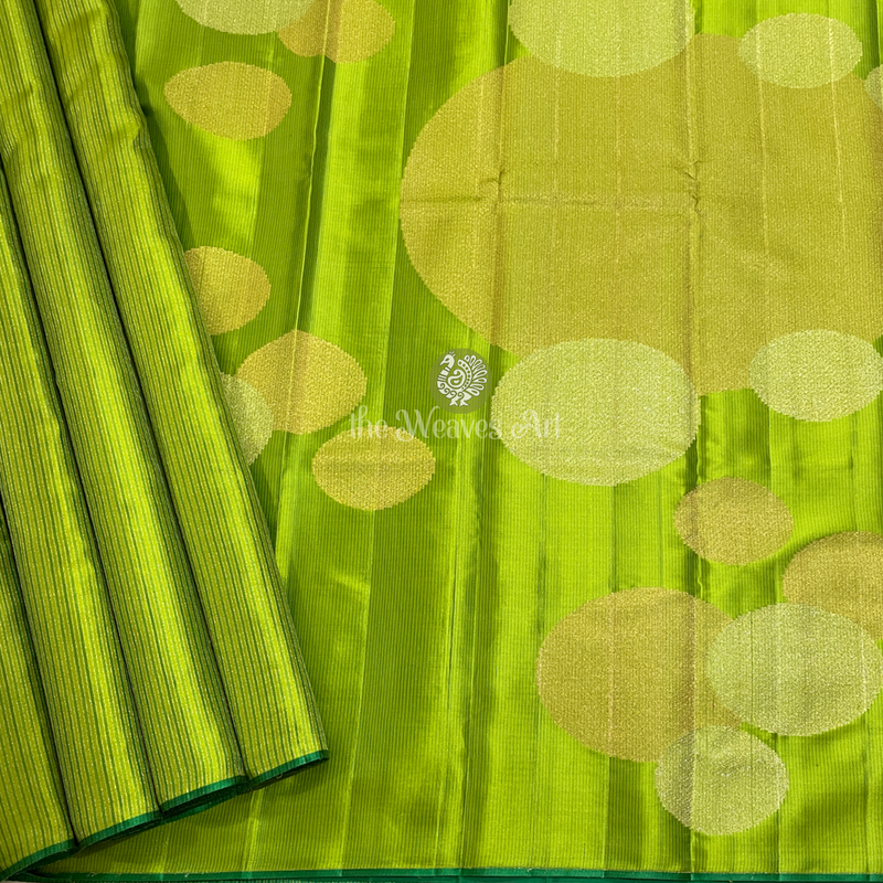 Yellow-Green Borderless Kanchipuram Pure Silk Saree